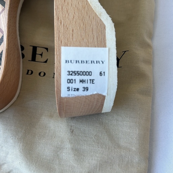 NEW! BURBERRY SZ 8/39 WOODEN LEATHER STRAP SLIDE SANDALS, NWOB, WITH DUST BAG - Picture 12 of 12